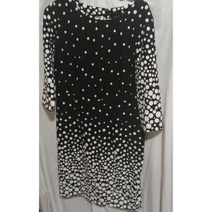 ILE New york Women 3/4 Sleeve Blue and White Polka dot dress size 12
